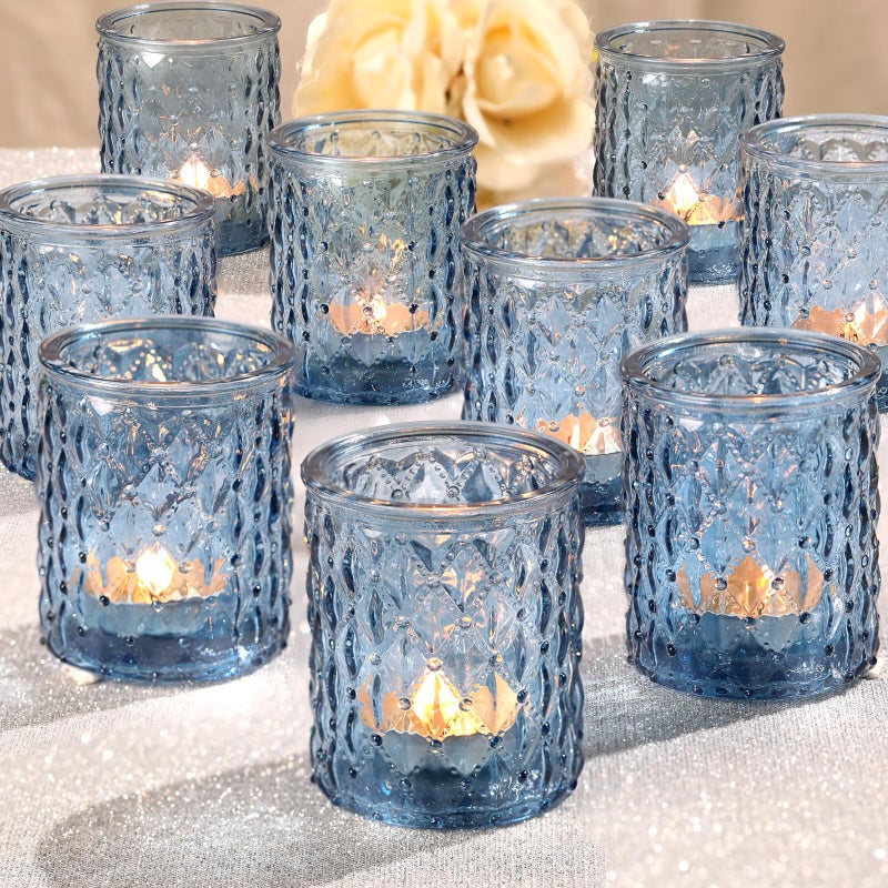 NITIME 36pcs Blue Votive Candle Holders-Glass Candle Holder for Wedding Decor, Tea Light Candle Holders for Centerpiece Table Decorations, Home Decor and Party Decor - Image 1